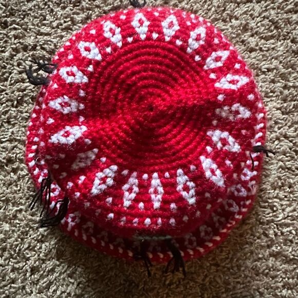 Ethnic Colorful Knit Hat 90s vibes red one size fits most - Picture 2 of 2